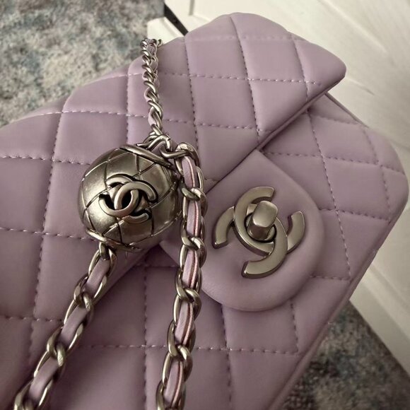 Chanel Classic Flap Mini Light Purple Lambskin with CC Ball (Silver Hardware) - Picture 4 of 4